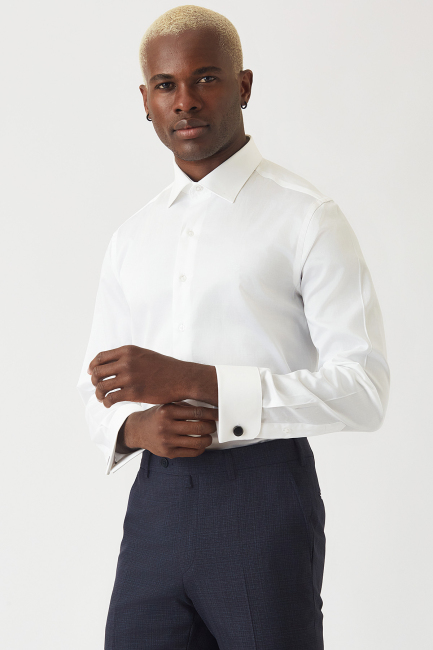 Slim Fit Beyaz Klasik Erkek Gömlek - 1