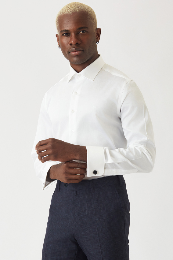Slim Fit Beyaz Klasik Erkek Gömlek - 1