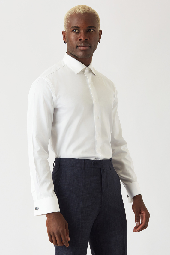 Slim Fit Beyaz Klasik Erkek Gömlek - 4