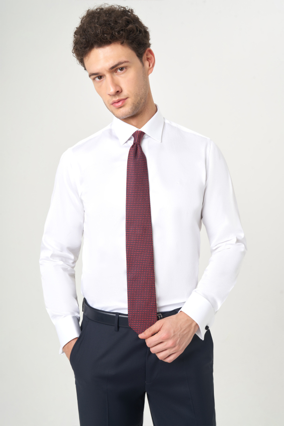 Regular Fit Beyaz Klasik Erkek Gömlek - 1