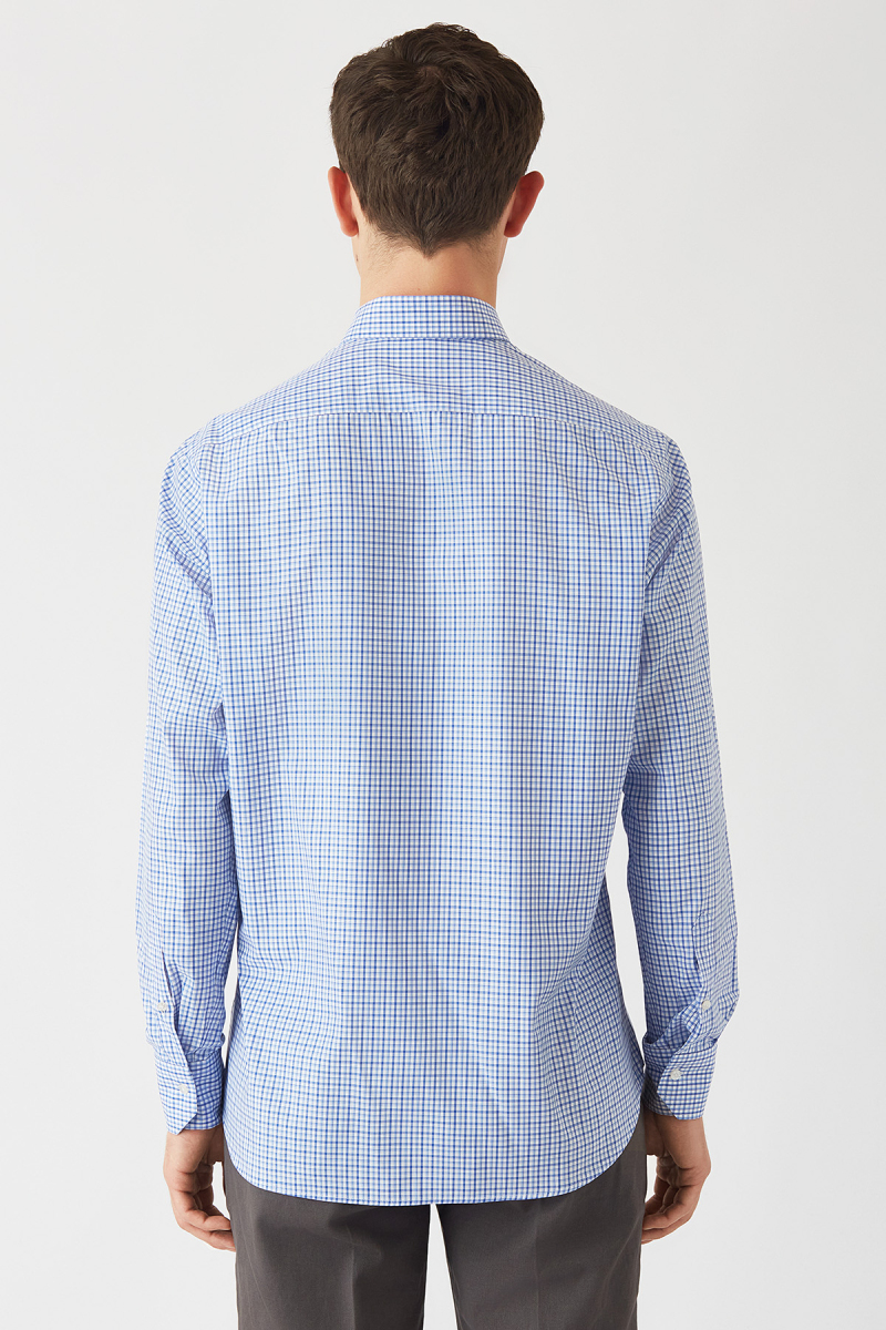 Regular Fit Mavi Uzun Kollu Spor Erkek Gömlek (1)