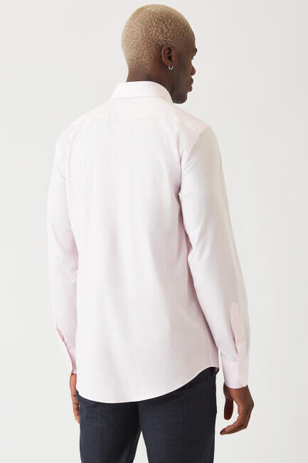 Erkek Modern Fit Uzun Kollu Klasik Gömlek PEMBE - 2