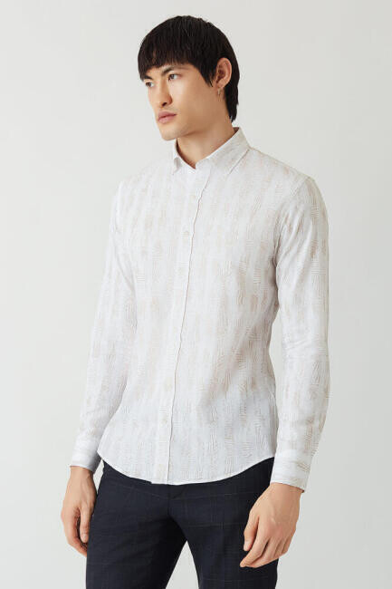 Slim Fit Kahve Spor Erkek Gömlek - 4