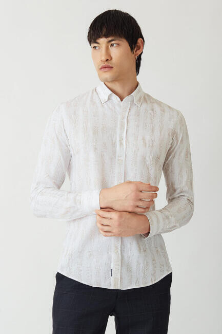 Slim Fit Kahve Spor Erkek Gömlek - 5