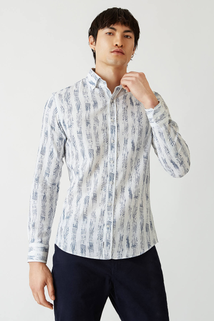 Slim Fit Lacivert Spor Erkek Gömlek - 5