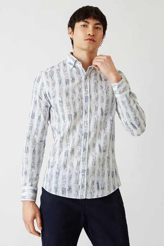 Slim Fit Lacivert Spor Erkek Gömlek - 5