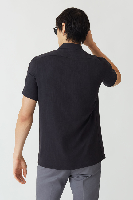 Regular Fit Kısa Kollu Lacivert Erkek Gömlek - 2