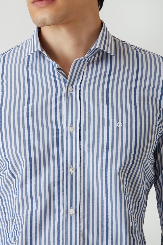 Slim Fit Lacivert Spor Erkek Gömlek - 3