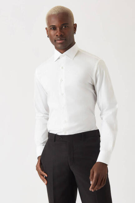 Slim Fit Beyaz Klasik Erkek Gömlek