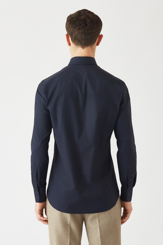 Slim Fit Lacivert Klasik Erkek Gömlek - 2