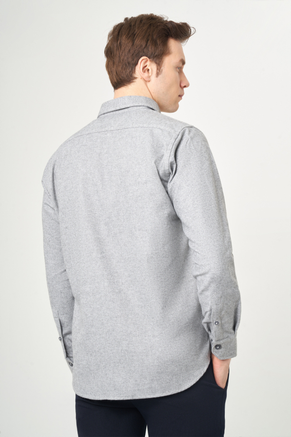 Regular Fit Gri Oduncu Erkek Gömlek - 2