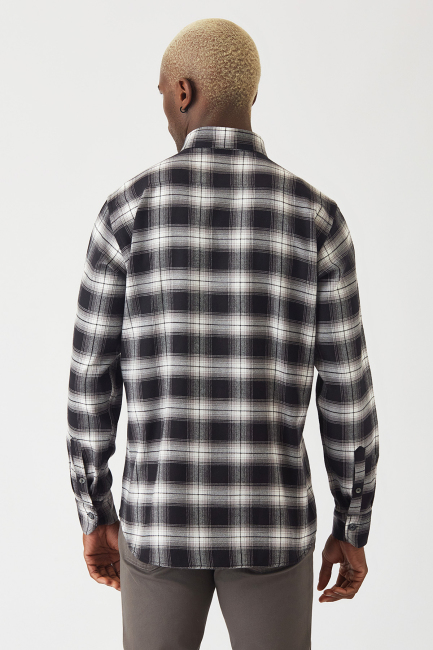 Regular Fit Sıyah Flanel Erkek Gömlek - Bisse (1)