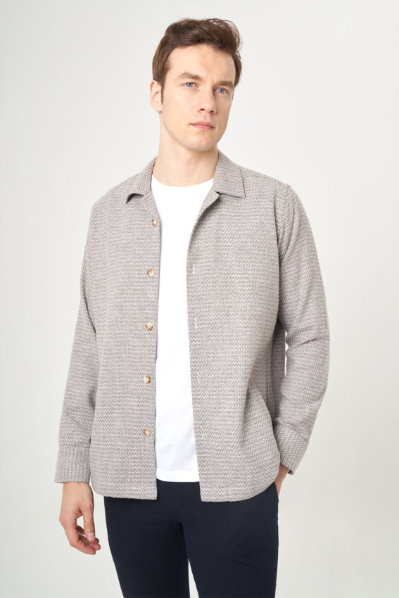 Regular Fit Gri Flanel Erkek Gömlek - 1