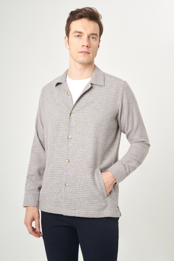 Regular Fit Gri Flanel Erkek Gömlek - 3