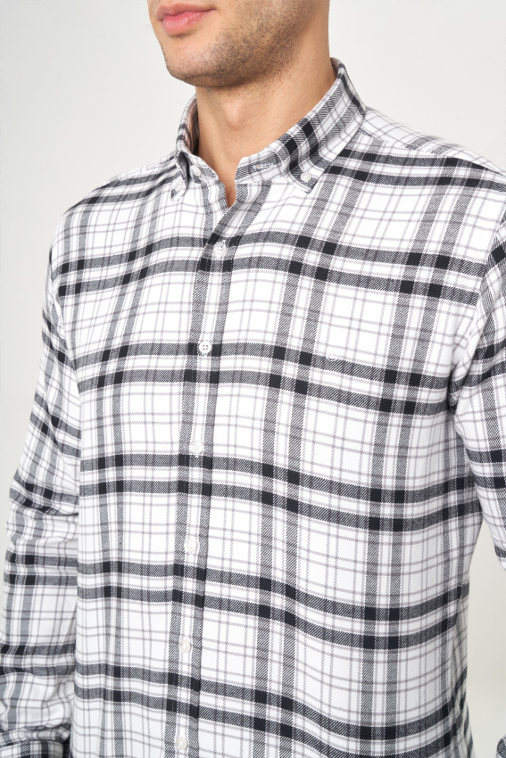 Regular Fit Siyah Flanel Erkek Gömlek - 3