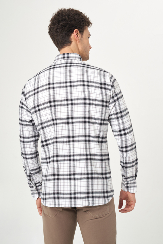 Regular Fit Siyah Flanel Erkek Gömlek - 2