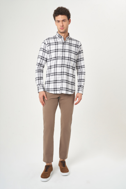 Regular Fit Siyah Flanel Erkek Gömlek - 4