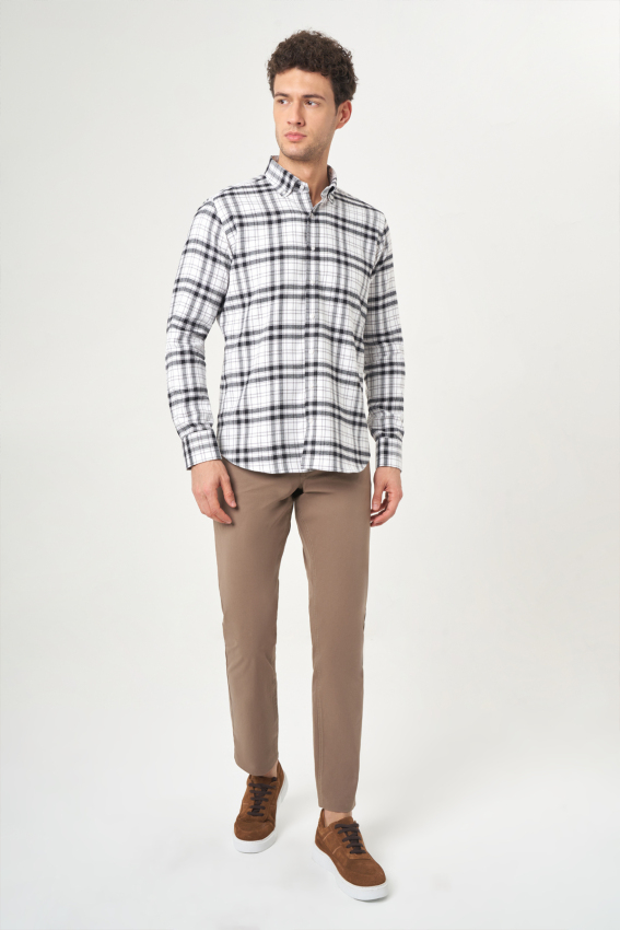 Regular Fit Siyah Flanel Erkek Gömlek - 1