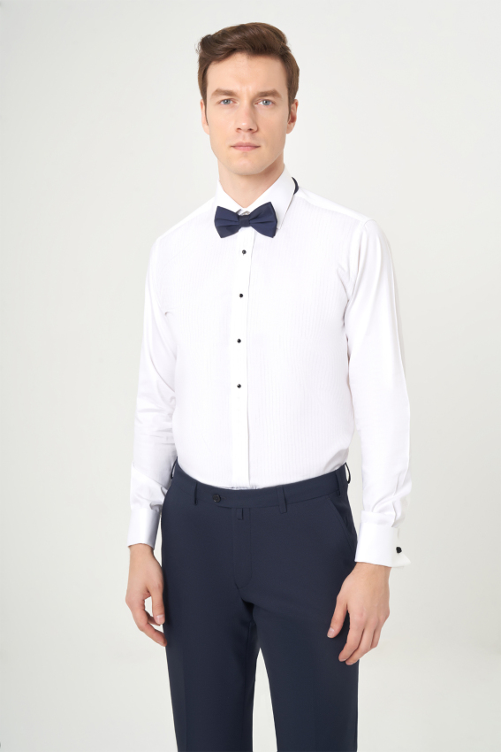Regular Fit Ata Yaka Beyaz Erkek Gömlek - 1