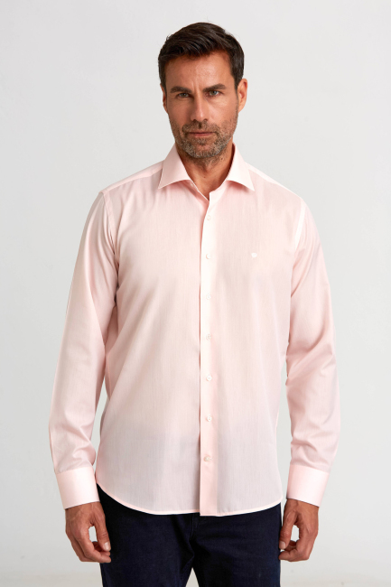 Regular Fit C Yaka Pembe Erkek Gömlek - 1