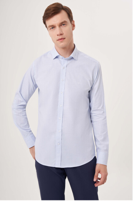 Regular Fit Kol İçi Apoletli Açık Mavi Erkek Gömlek - 1