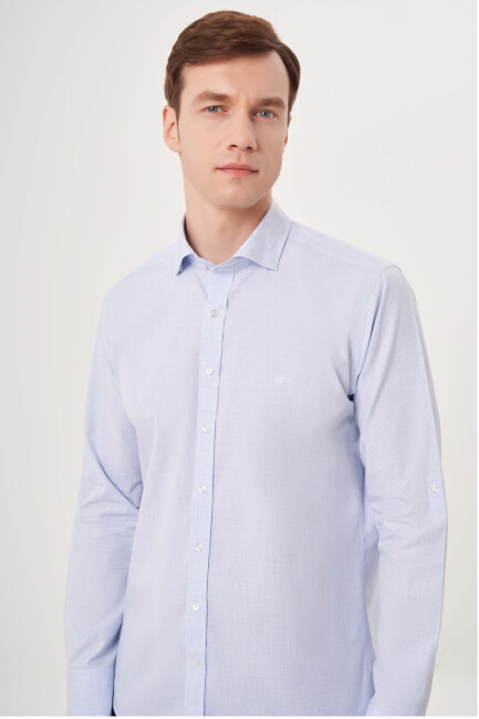 Regular Fit Kol İçi Apoletli Açık Mavi Erkek Gömlek - 3