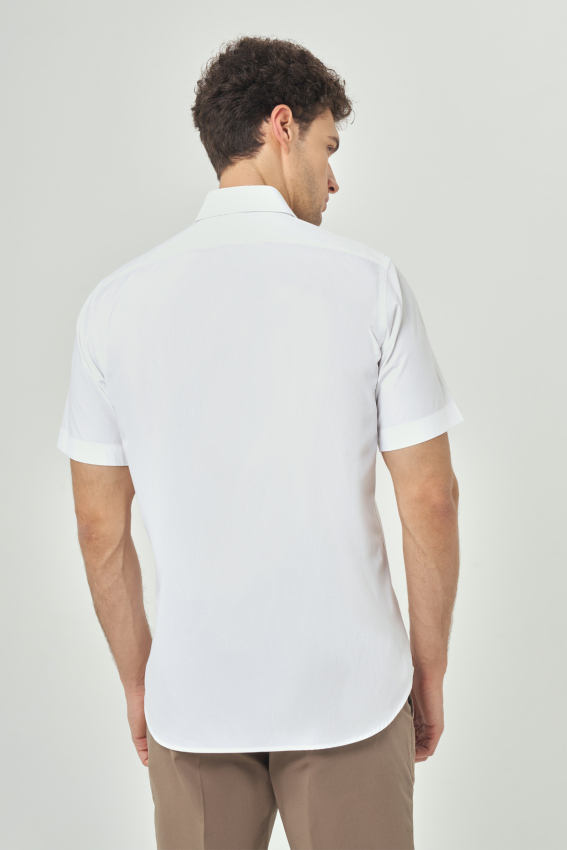 Regular Fit Kısa Kollu Spor Beyaz Erkek Gömlek - 2