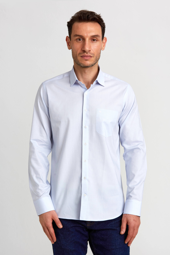 Regular Fit Klasik Gri Erkek Gömlek - 1