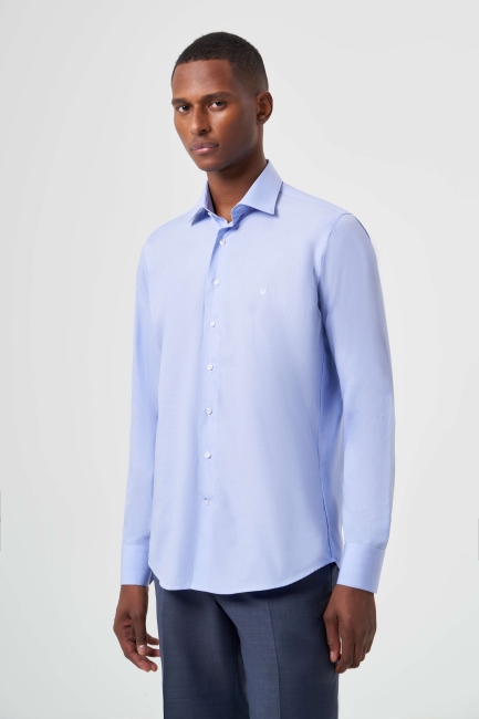 Regular Fit Mavi Klasik Erkek Gömlek - 1