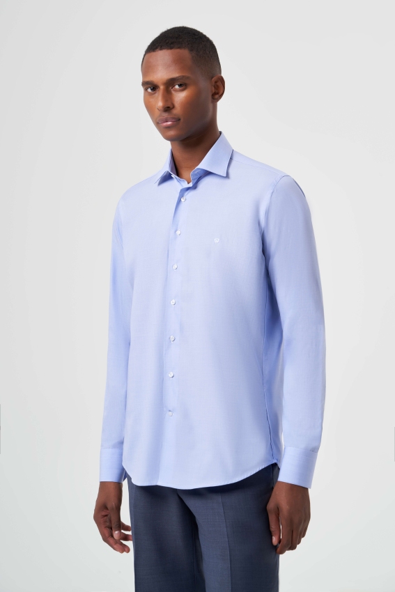 Regular Fit Mavi Klasik Erkek Gömlek - 1
