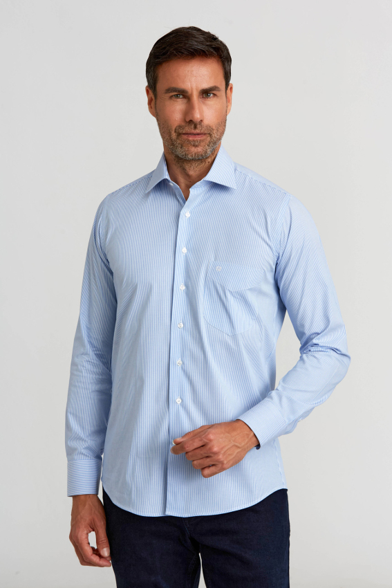 Regular Fit Mavi Klasik Erkek Gömlek - 3
