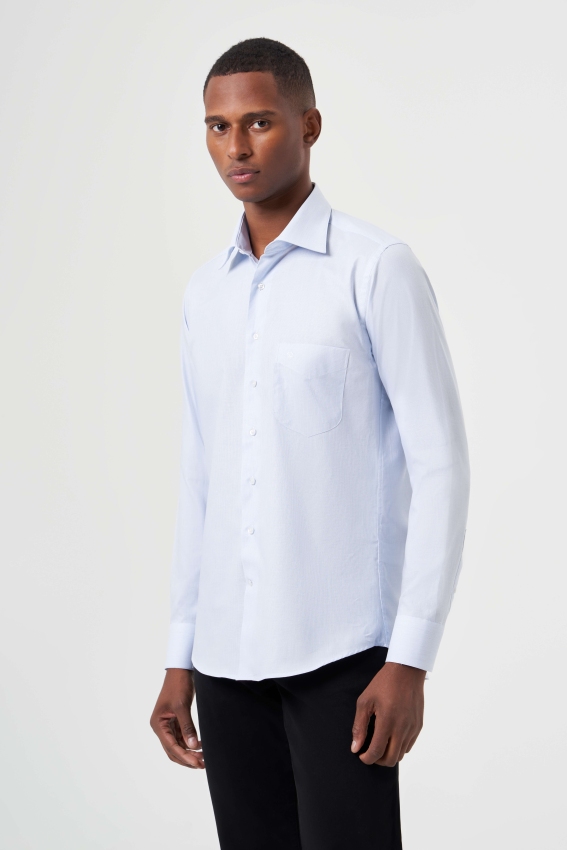 Regular Fit Mavi Klasik Erkek Gömlek - 1