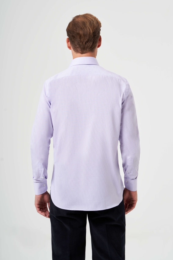 Regular Fit Lila İtalyan Yaka Klasik Erkek Gömlek - 2