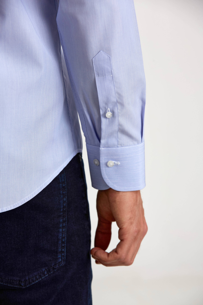 Regular Fit Açık Mavi Basic Klasik Erkek Gömlek - 3