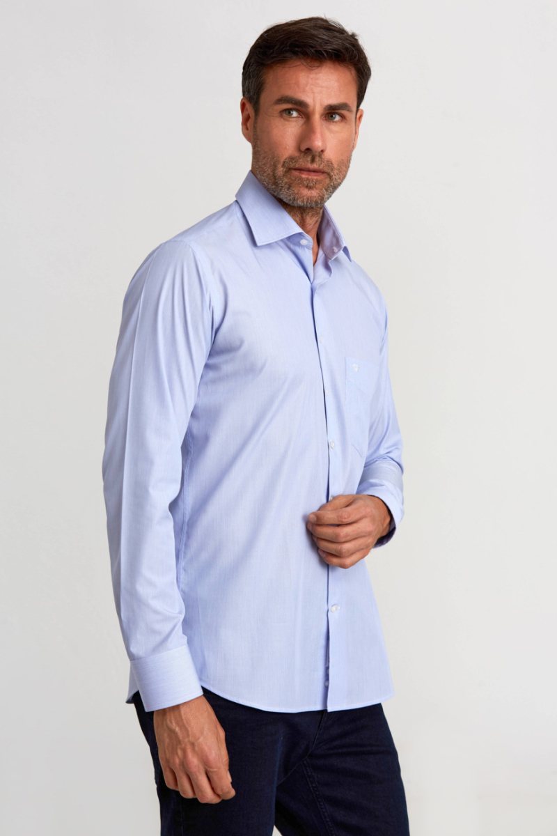 Regular Fit Açık Mavi Basic Klasik Erkek Gömlek
