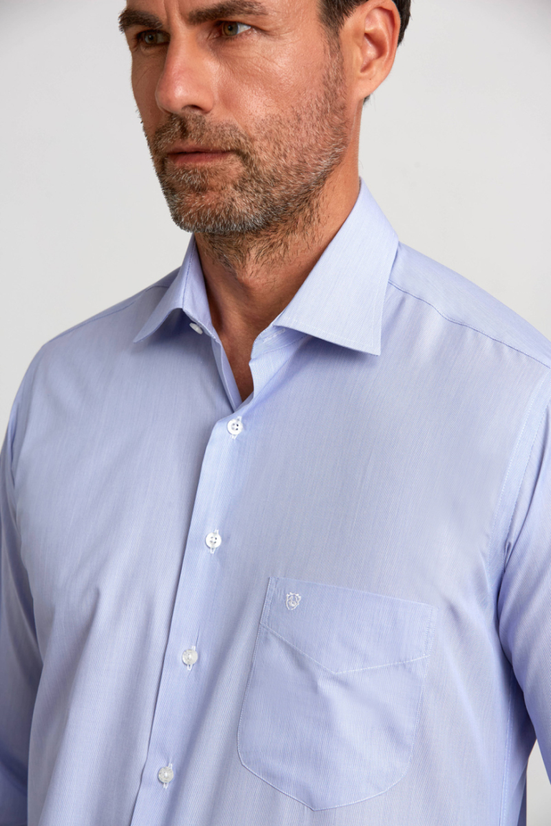 Regular Fit Açık Mavi Basic Klasik Erkek Gömlek - 5