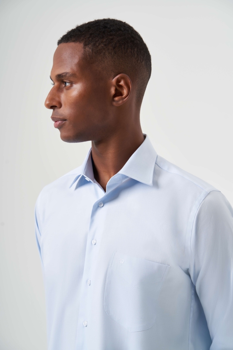 Regular Fit Açık Mavi Basic Klasik Erkek Gömlek - 5