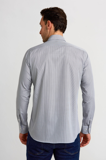 Regular Fit İtalyan Kumaş Gri Erkek Gömlek - Bisse (1)