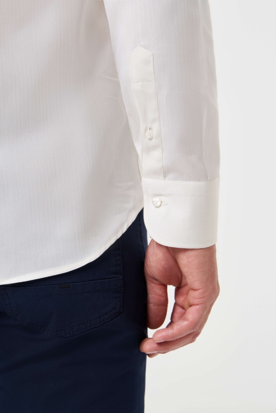 Regular Fit Ekru Klasik Erkek Gömlek - 4