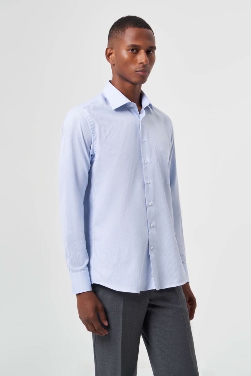 Regular Fit Klasik Mavi Basic Erkek Gömlek