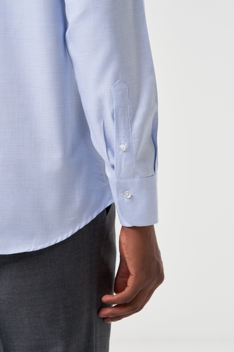 Regular Fit Klasik Mavi Basic Erkek Gömlek - 4
