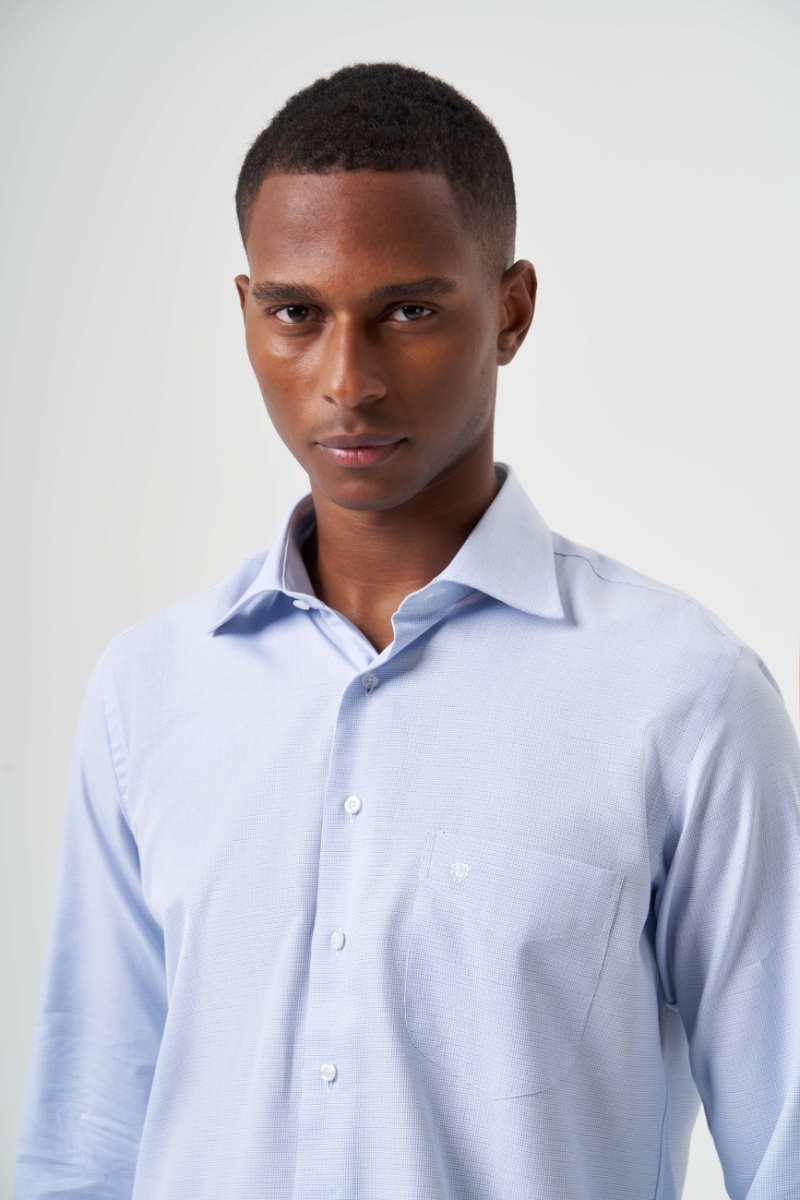 Regular Fit Klasik Mavi Basic Erkek Gömlek - 5