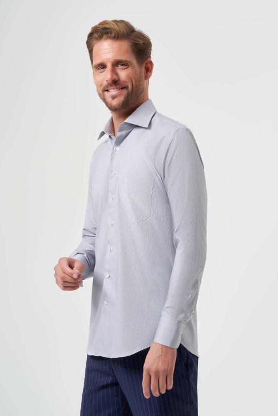 Regular Fit Gri Klasik Erkek Gömlek - 1