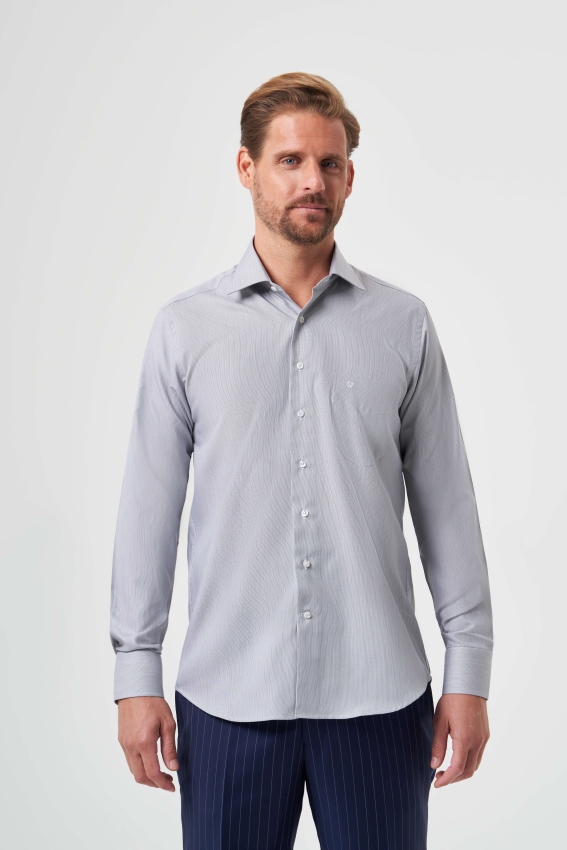 Regular Fit Gri Klasik Erkek Gömlek - 4