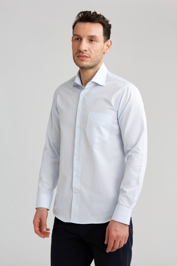 Regular Fit Açık Mavi Klasik Erkek Gömlek - 4