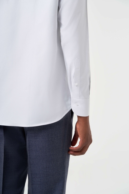 Regular Fit Açık Gri Klasik Erkek Gömlek - 4