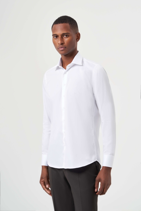 Regular Fit Beyaz Klasik Erkek Gömlek - 1
