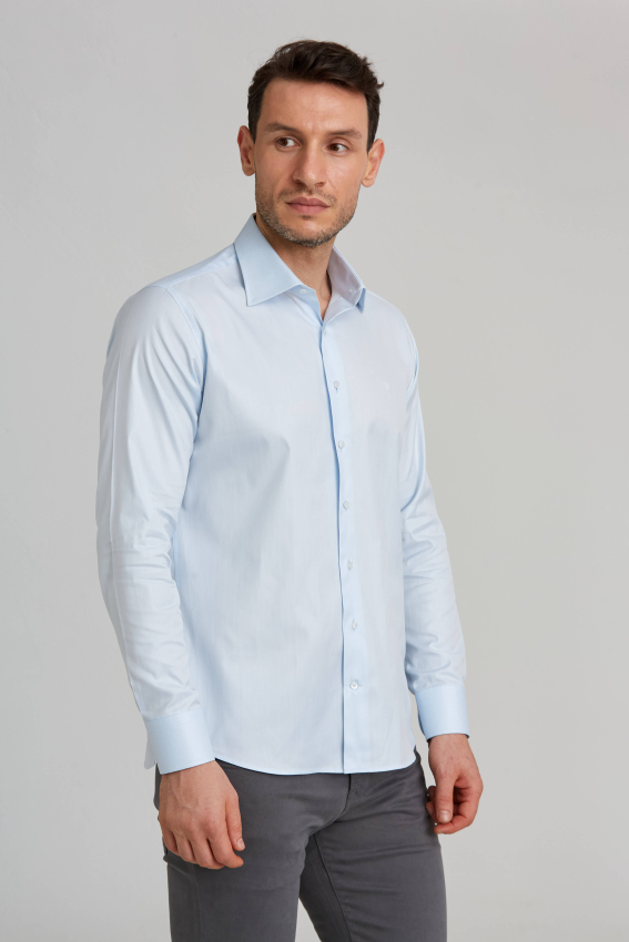 Regular Fit Açık Mavi Klasik Erkek Gömlek - 5