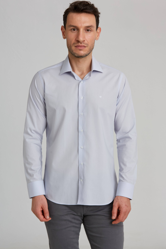 Regular Fit Gri Klasik Erkek Gömlek - 1