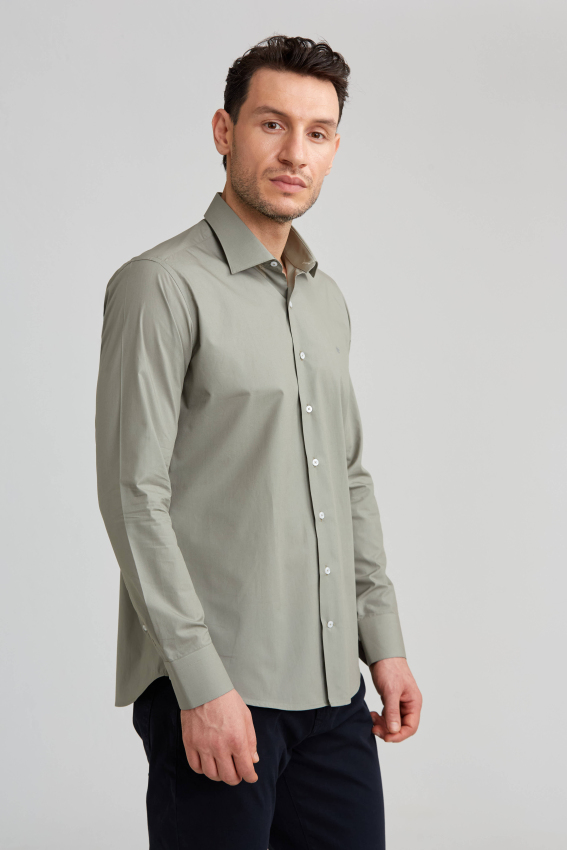 Regular Fit Yeşil Klasik Erkek Gömlek - 5